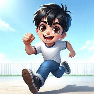cartoon of a boy running_