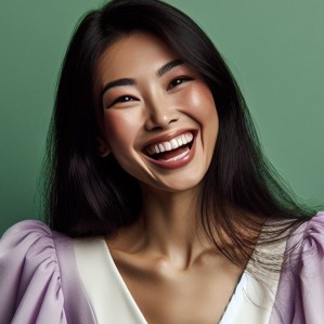 woman speaking and smiling