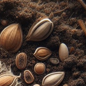 some seeds over the dirt.