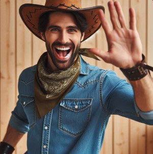 man cowboy waving
