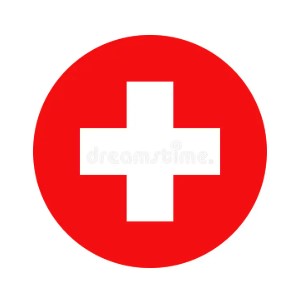 white cross on red circle