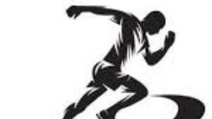 black on white silhouette of a running man