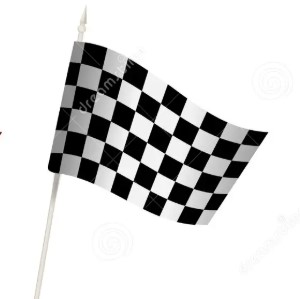 a flag with chess design black and white squares 