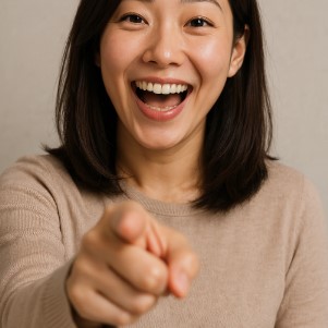 japanese woman speaking pointing you