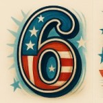 6 number with usa flag