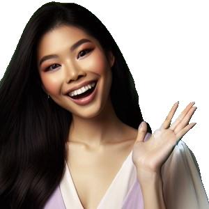 woman white waving hand