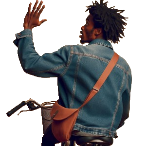 african guy from back waving