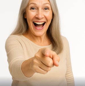 lady points in front