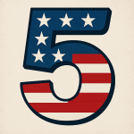 number 5 with usa flags colors