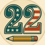 number 22 with the united states flag motif
