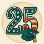 number 25 with the united states flag motif