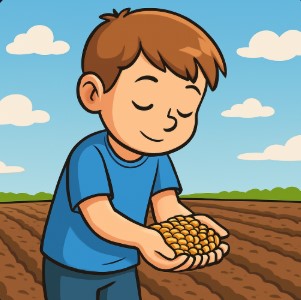 boy he will plant seeds cartoon