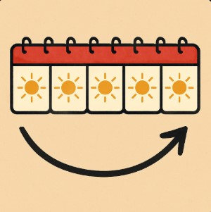 calendary suns in orange 5 days 5 suns