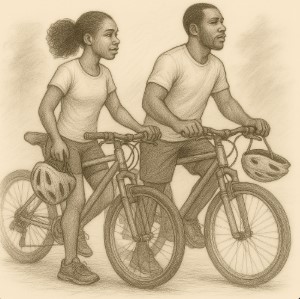 girl and guy going to ride bycicle