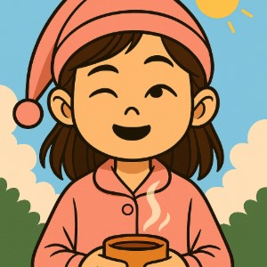 girl cartoon in pink exterior day