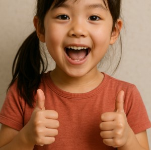 girl_ thumbs smiling speaking