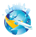 icon_travel earth plane in blue