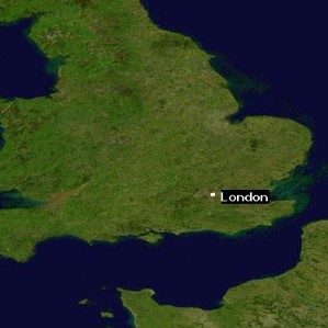 London map in dark green and blue