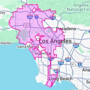 los angeles map on green gray purple and blue