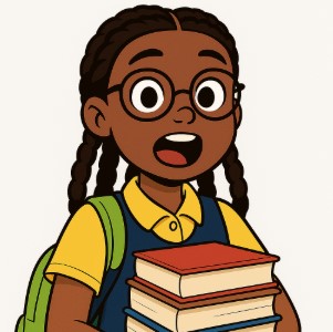 miss student speaking in yellow and blue with books