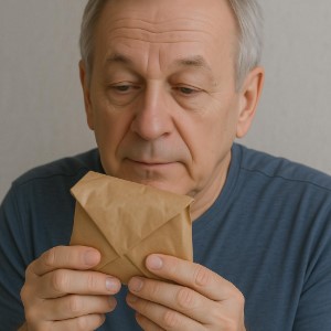 senior has a paper yellow brown pack 