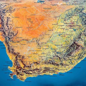 south africa map in orange yellow and blue