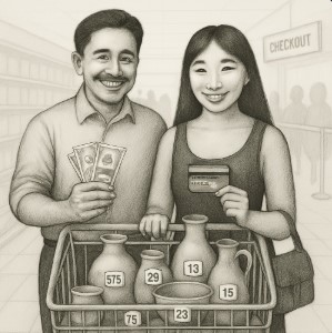 they are gonna buy pencil draw style they are at the mall