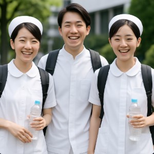 they are nurses a man and two women in white