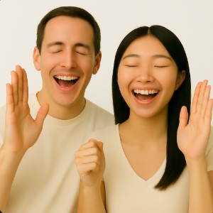 they are praying with hands up