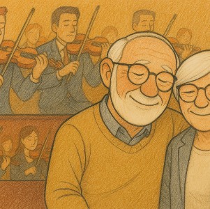 they seniors are hugging at theater